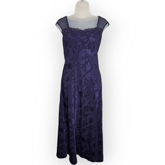 Victoria's Secret Gold Label Vintage 90s Slip Dress Purple Satin High Slit size - Picture 1 of 7